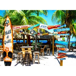 Grafika (02877) - "Willemstad Beach, Curaçao" - 2000 brikker puslespil