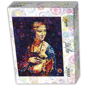 Grafika (t-00887) - Leonardo Da Vinci, Sally Rich: "Lady with an Ermine" - 2000 brikker puslespil