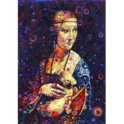 Grafika (t-00887) - Leonardo Da Vinci, Sally Rich: "Lady with an Ermine" - 2000 brikker puslespil