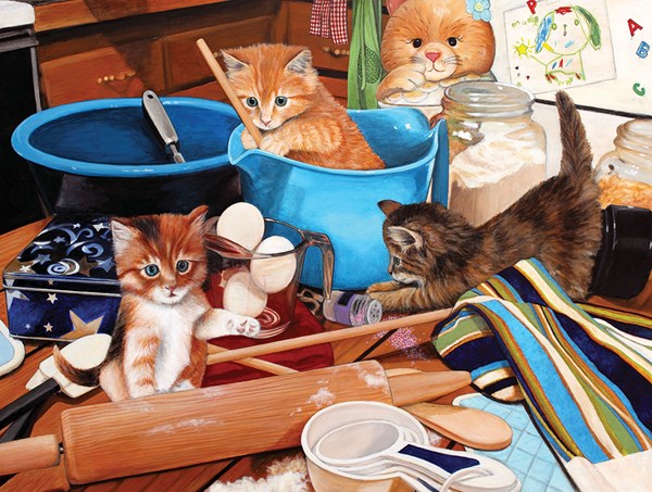 SunsOut (67241) - Julie Bauknecht: "Kittens in the Kitchen" - 1000 brikker puslespil