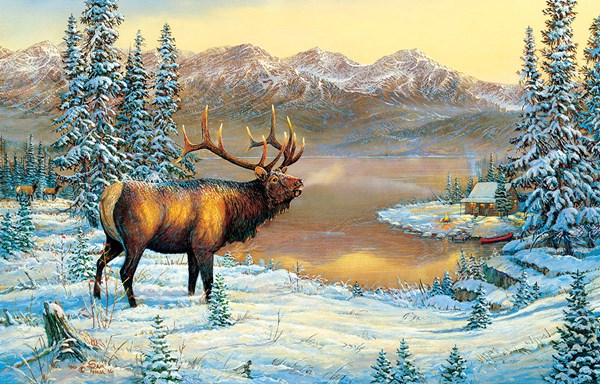 SunsOut (29015) - Sam Timm: "Elk By The Cabin" - 1000 brikker puslespil