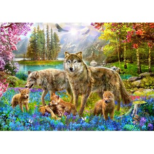 Bluebird Puzzle (70195) - Jan Patrik Krasny: "Spring Wolf Family" - 1500 brikker puslespil