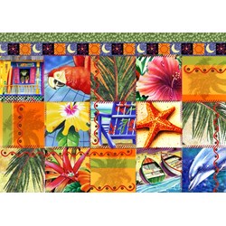 Bluebird Puzzle (70081) - James Mazzotta: "Tropical Quilt Mosaic" - 1500 brikker puslespil