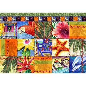 Bluebird Puzzle (70081) - James Mazzotta: "Tropical Quilt Mosaic" - 1500 brikker puslespil