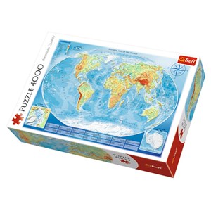 Trefl (45007) - "Physical Map of the World" - 4000 brikker puslespil