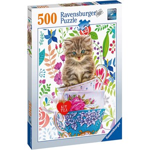 Ravensburger (15037) - "Kitten in a Cup" - 500 brikker puslespil