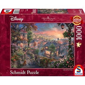 Schmidt Spiele (59490) - Thomas Kinkade: "Disney Lady and the Tramp" - 1000 brikker puslespil