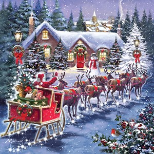 Otter House Puzzle (74142) - "Santa's Sleigh" - 1000 brikker puslespil