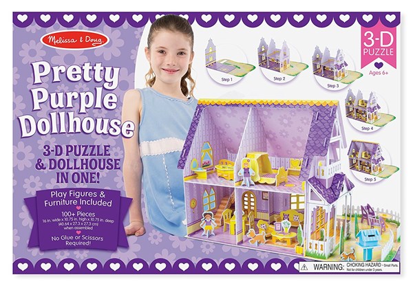 Melissa and Doug (9461) - "Pretty Purple Dollhouse" - 100 brikker puslespil