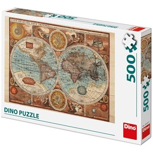 Dino (50230) - "Ancient World Map, 1626" - 500 brikker puslespil