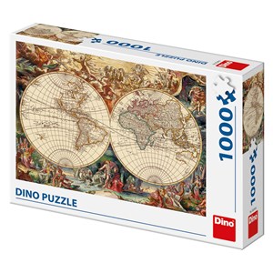 Dino (53249) - "Antique World Map" - 1000 brikker puslespil