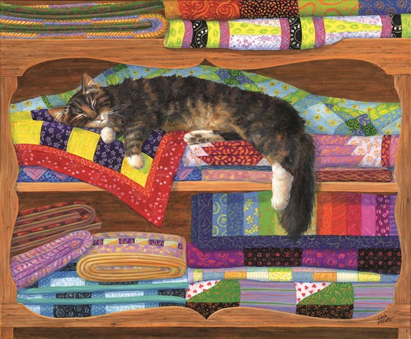 SunsOut (31649) - Linda Elliott: "Quilt Cupboard" - 1000 brikker puslespil