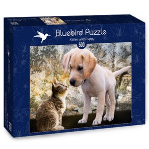 Bluebird Puzzle (70004) - "Kitten and Puppy" - 500 brikker puslespil