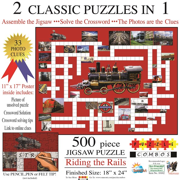 SunsOut (10162) - Irv Brechner: "Puzzle Combo, Riding the Rails" - 500 brikker puslespil