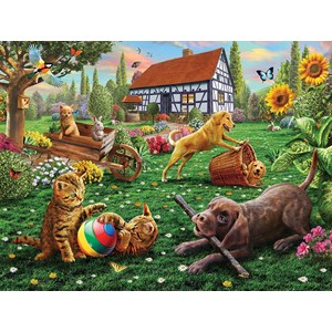 SunsOut (51836) - Adrian Chesterman: "Dogs and Cats at Play" - 500 brikker puslespil