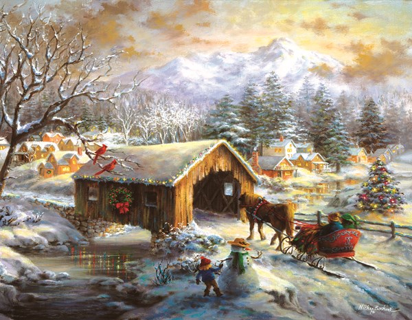 SunsOut (19319) - Nicky Boehme: "Over the Covered Bridge" - 1000 brikker puslespil