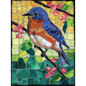 SunsOut (70716) - Cynthie Fisher: "Stained Glass Bluebird" - 1000 brikker puslespil