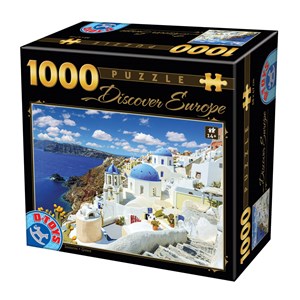 D-Toys (74874) - "Santorini, Grækenland" - 1000 brikker puslespil