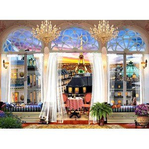 Anatolian (1091) - "Tagterrasse ved eiffel tårnet i Paris" - 1000 brikker puslespil