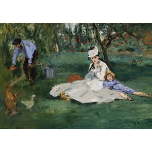 Grafika (01132) - Edouard Manet: "The Monet Family in Their Garden at Argenteuil, 1874" - 1000 brikker puslespil