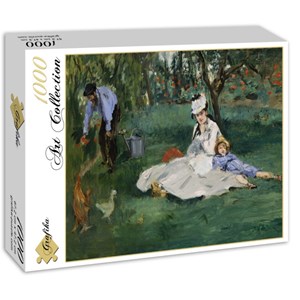 Grafika (01132) - Edouard Manet: "The Monet Family in Their Garden at Argenteuil, 1874" - 1000 brikker puslespil