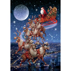 Piatnik (5497) - "Santa's Flying Sleigh" - 1000 brikker puslespil