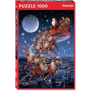 Piatnik (5497) - "Santa's Flying Sleigh" - 1000 brikker puslespil