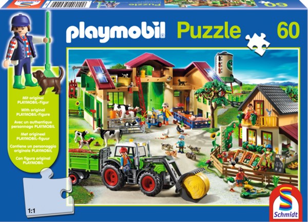 Schmidt Spiele (56040) - "Playmobil On the Farm" - 60 brikker puslespil