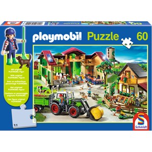 Schmidt Spiele (56040) - "Playmobil On the Farm" - 60 brikker puslespil