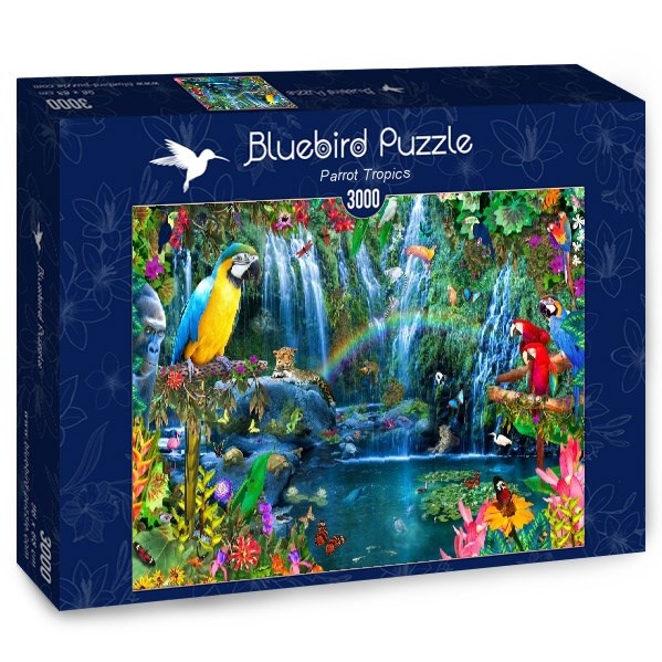 Bluebird Puzzle (70030) - Alixandra Mullins: "Parrot Tropics" - 3000 brikker puslespil