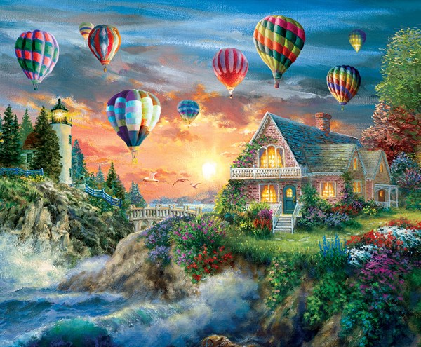 SunsOut (19285) - Nicky Boehme: "Balloons Over Sunset" - 1000 brikker puslespil