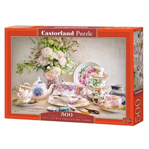 Castorland (B-53384) - "Still Life with Porcelain and Flowers" - 500 brikker puslespil