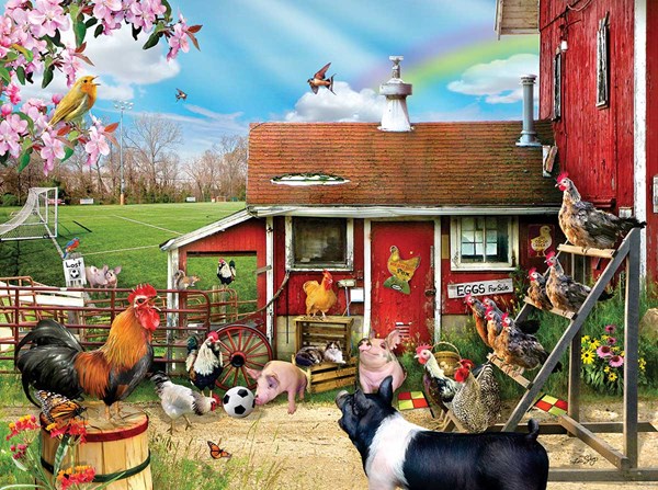 SunsOut (35068) - Lori Schory: "Barnyard Soccer" - 300 brikker puslespil
