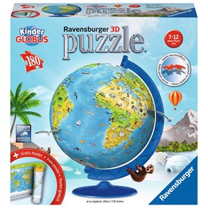 Ravensburger (11160) - "Children's Globe in German" - 180 brikker puslespil