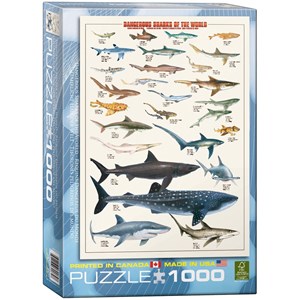 Eurographics (6000-0264) - "Dangerous Sharks of the World" - 1000 brikker puslespil
