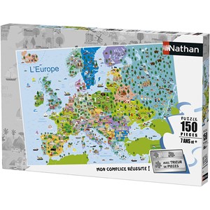 Nathan (86835) - "Kort over Europa" - 150 brikker puslespil