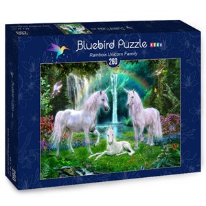 Bluebird Puzzle (70386) - Jan Patrik Krasny: "Rainbow Unicorn Family" - 260 brikker puslespil