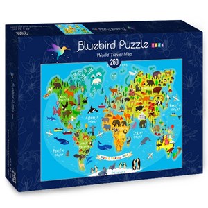 Bluebird Puzzle (70378) - "World Travel Map" - 260 brikker puslespil