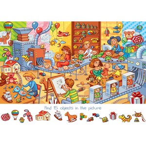 Bluebird Puzzle (70350) - Lyudmyla Kharlamova: "Search and Find, The Toy Factory" - 150 brikker puslespil