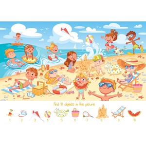 Bluebird Puzzle (70351) - Lyudmyla Kharlamova: "Search and Find, The Beach" - 100 brikker puslespil