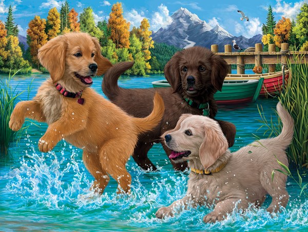 SunsOut (42918) - "Puppies Make a Splash" - 500 brikker puslespil