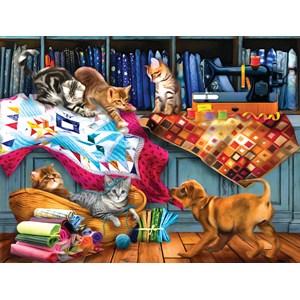 SunsOut (28832) - Tom Wood: "Quilting Room Mischief" - 300 brikker puslespil