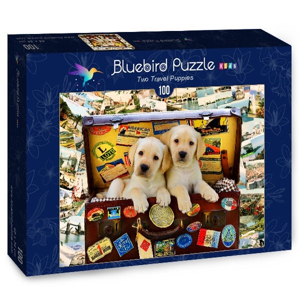 Bluebird Puzzle (70398) - Greg Cuddiford: "Two Travel Puppies" - 100 brikker puslespil