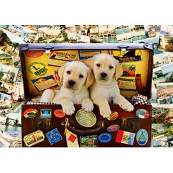 Bluebird Puzzle (70398) - Greg Cuddiford: "Two Travel Puppies" - 100 brikker puslespil