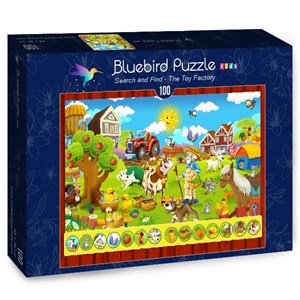 Bluebird Puzzle (70349) - "Search and Find, The Toy Factory" - 100 brikker puslespil