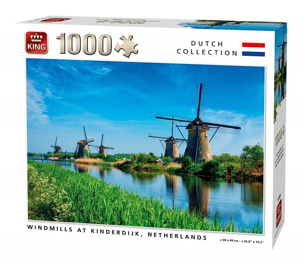 King International (55885) - "Windmills Kinderdijk Netherlands" - 1000 brikker puslespil