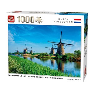 King International (55885) - "Windmills Kinderdijk Netherlands" - 1000 brikker puslespil