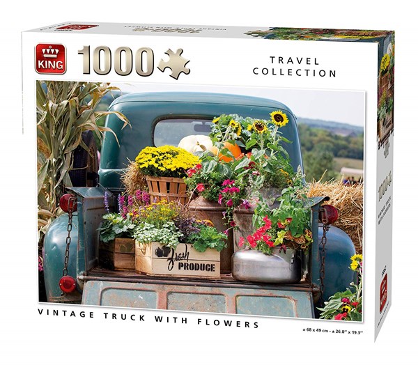 King International (55862) - "Vintage Truck with Flowers" - 1000 brikker puslespil