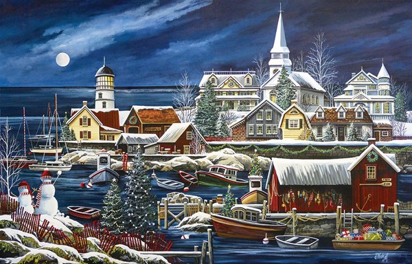 SunsOut (51182) - Debbi Wetzel: "Winter Harbor" - 1000 brikker puslespil