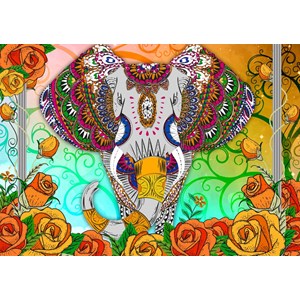 Bluebird Puzzle (70002) - "Colorful Elephant" - 2000 brikker puslespil